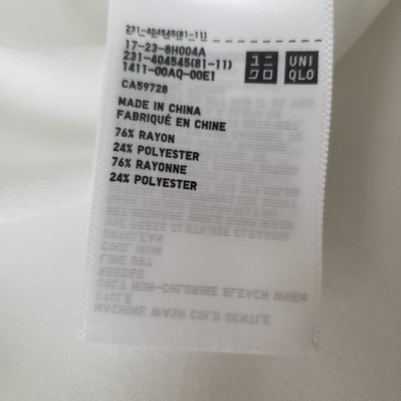 Uniqlo White Rayon Button Blouse XS - Picture 5 of 7